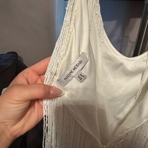 NADINE MERABI Ivory Beaded Gown